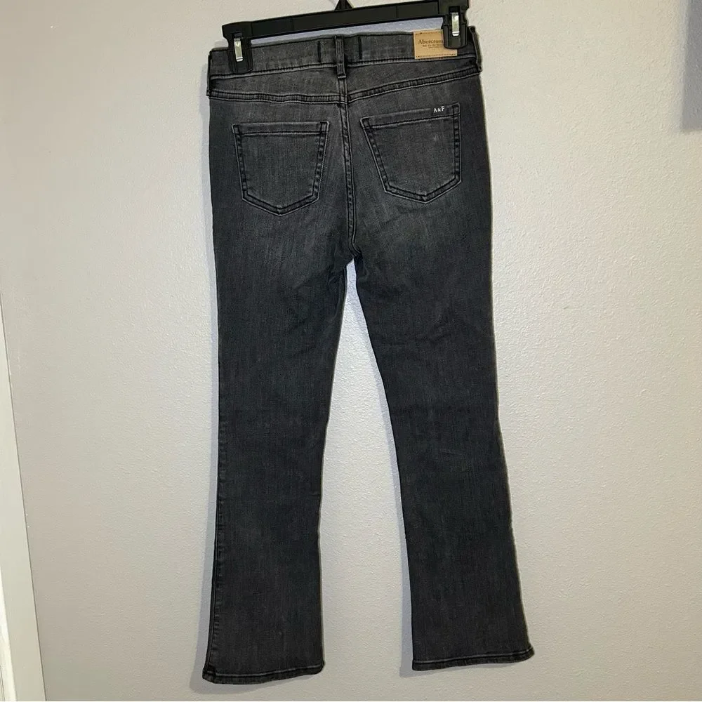NEW Abercrombie Kids Black High Rise Split Hem Flare Jeans Girl’s Size 11 / 12